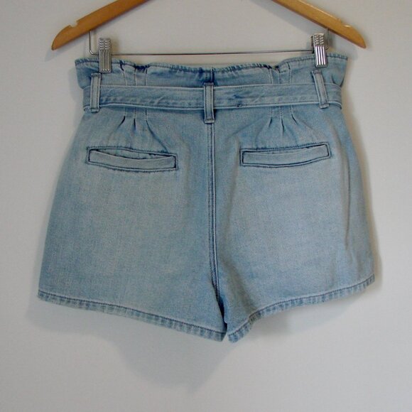 Denim Mom Shorts Paperbag High Waist Pleats Light Wash American Eagle Size 00 - Picture 12 of 16